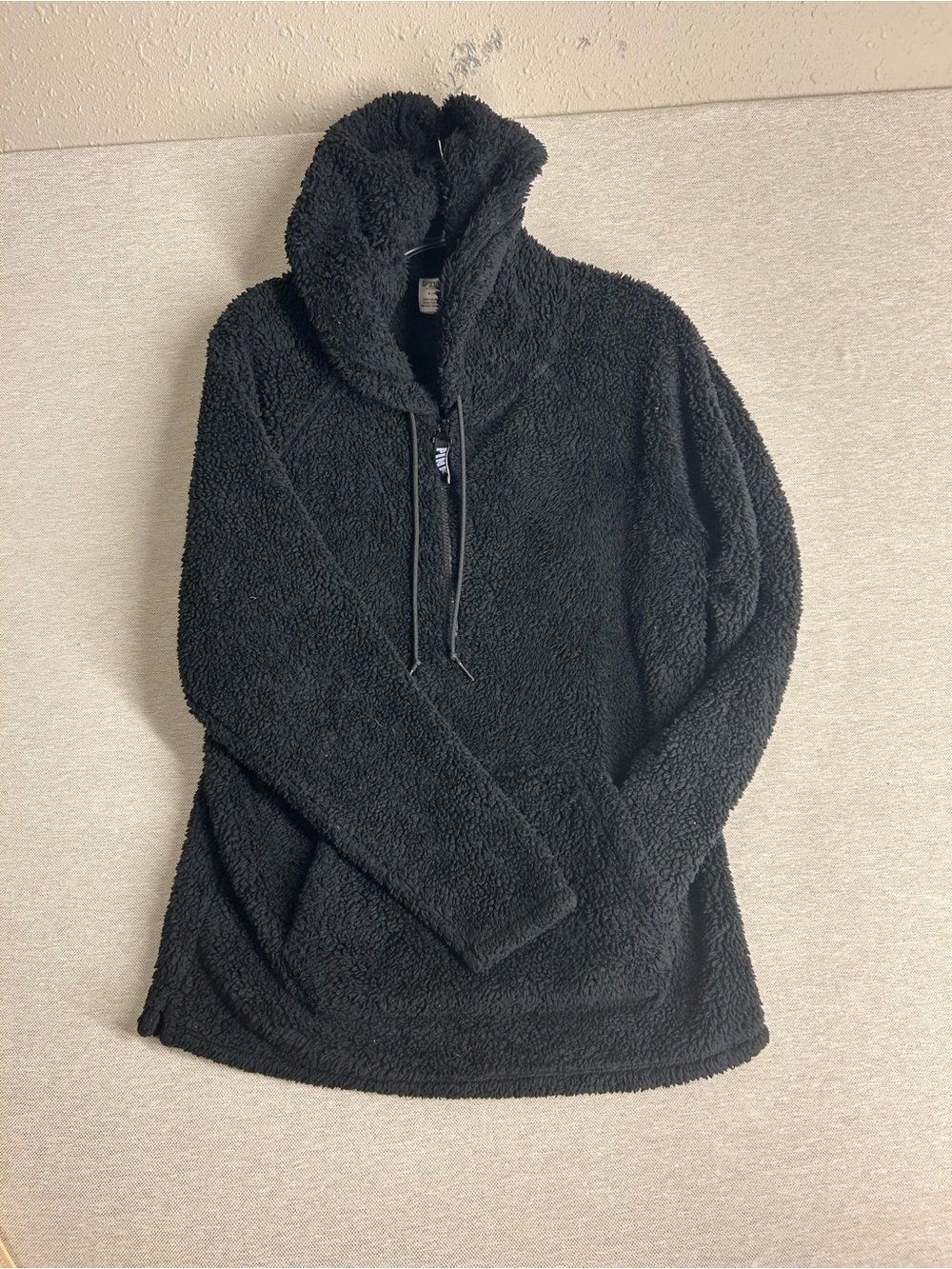 PINK Victoria's Secret Black Sherpa Funnel Neck Pullover